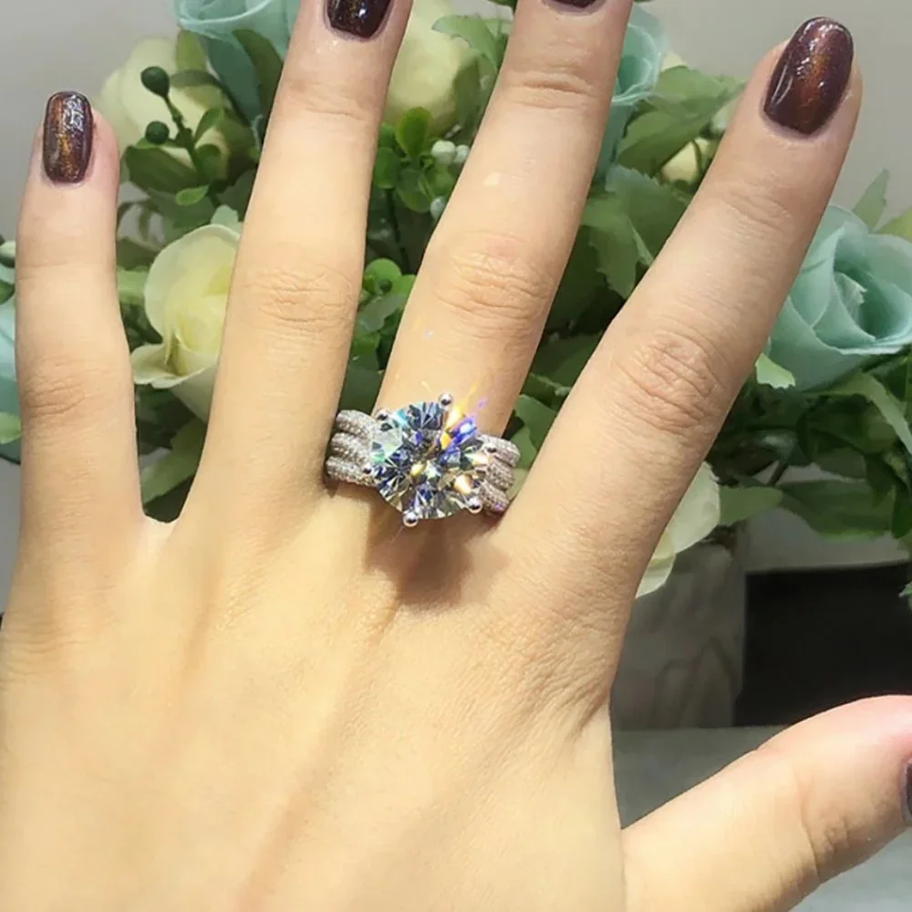 #Certified 5ct. t.w. Moissanite Diamond Solitaire Luxury Engagement Ring NEW